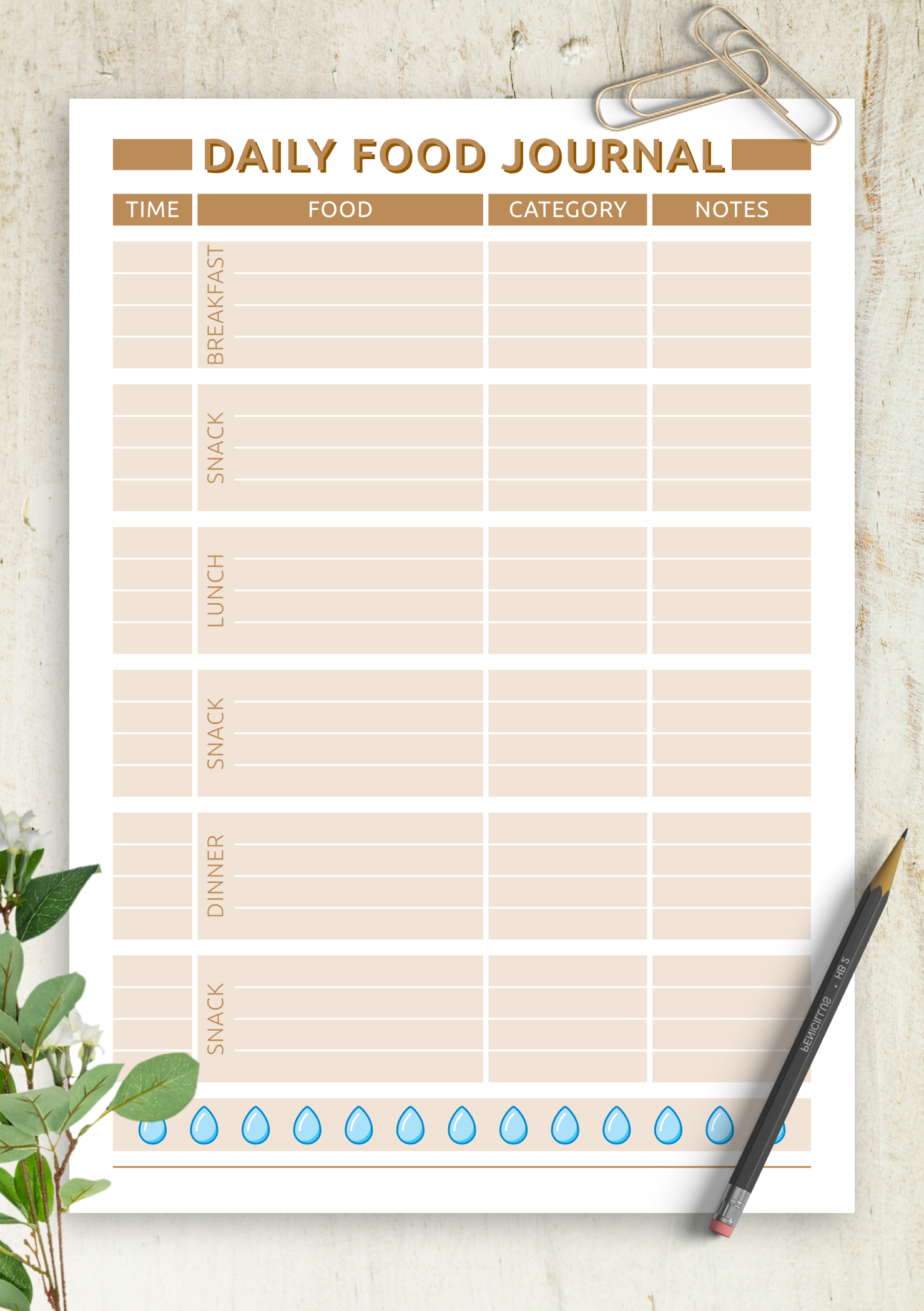 Food Journal Printable Free