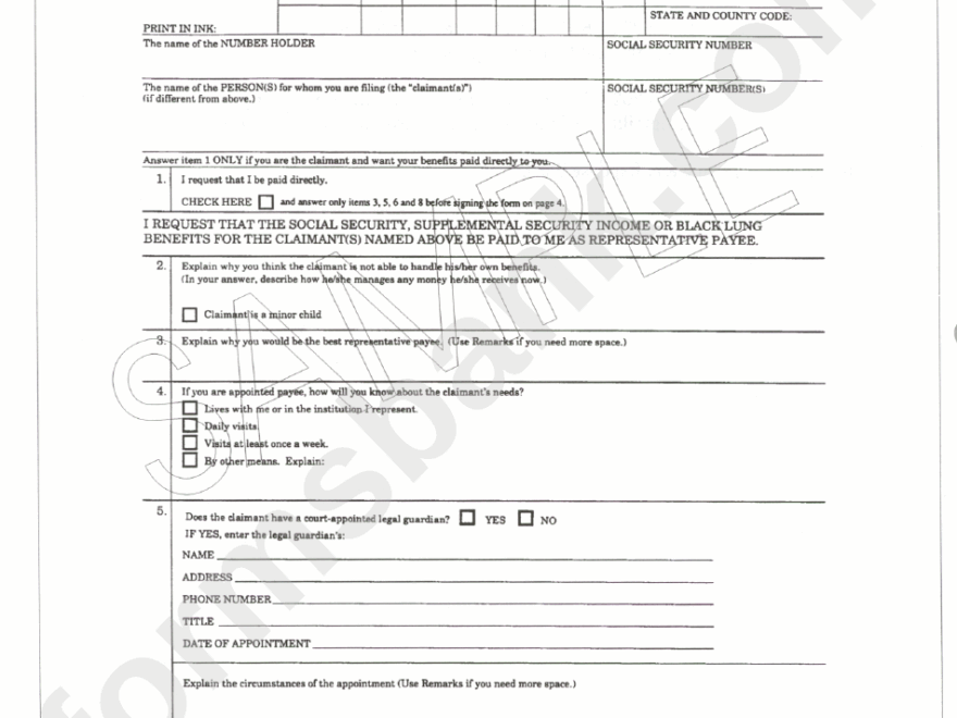 Form Ssa 11 Bk Request To Be Selected As Payee Social Security