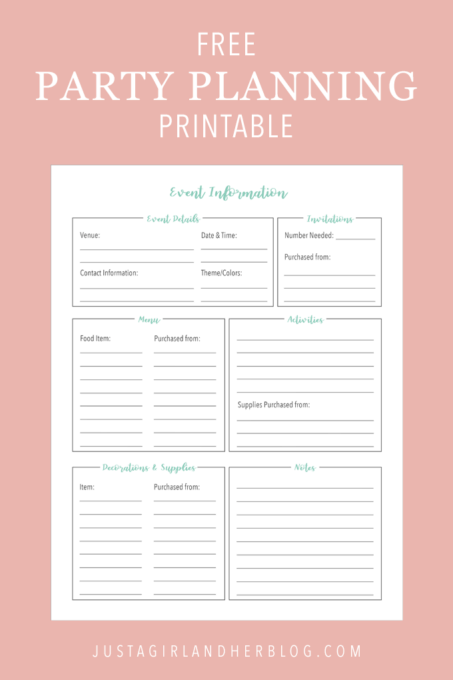 Free Birthday Party Planning Templates FREE PRINTABLE TEMPLATES