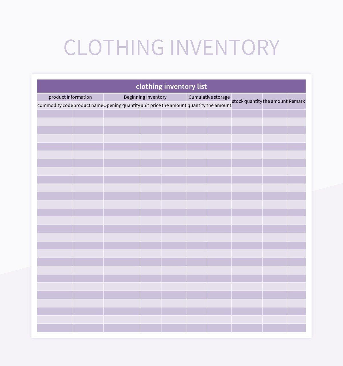 Printable Spreadsheet/Template For Clothing Measurements