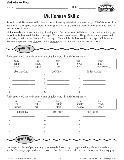 Free Dictionary Skills Printables Free Templates Printable