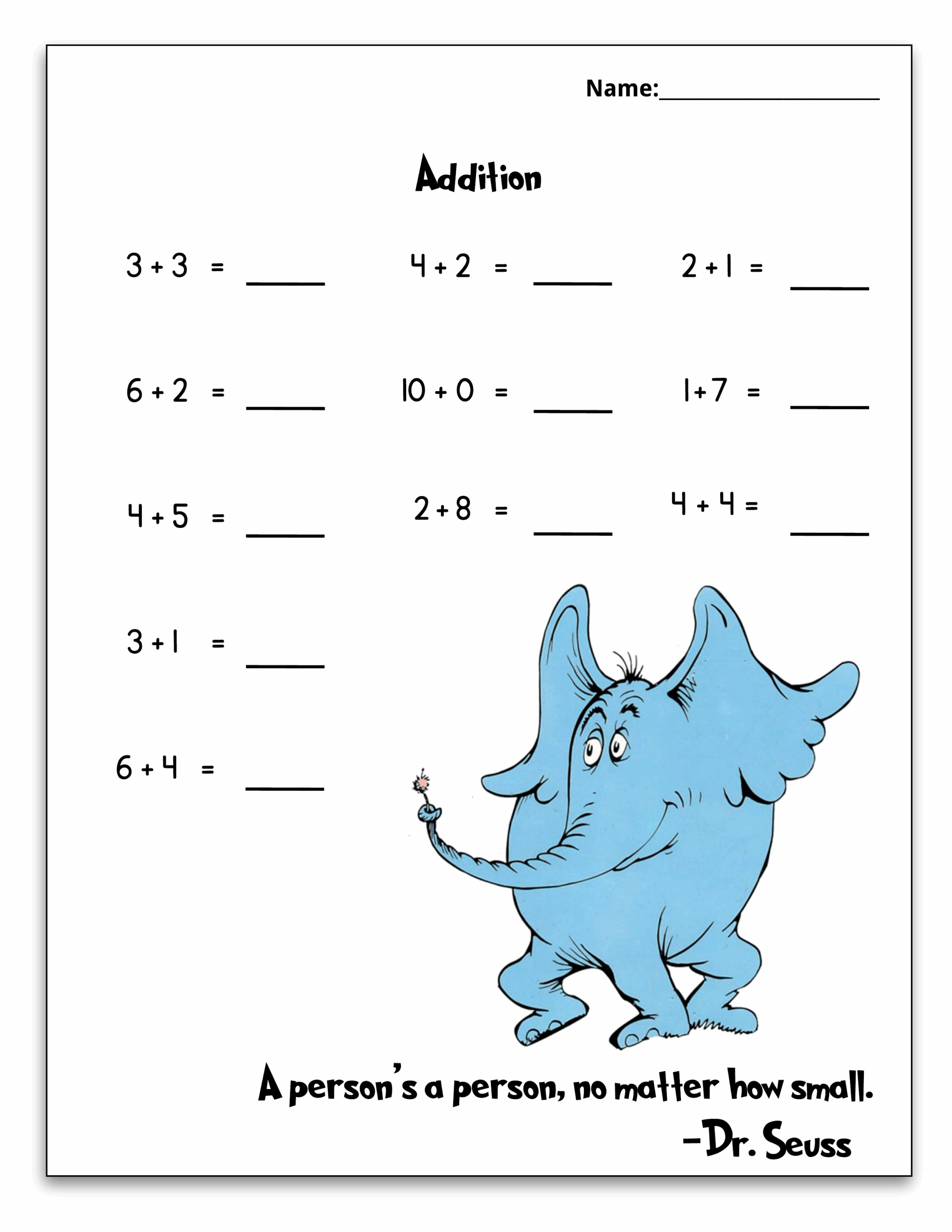 Free Printable Dr Seuss Third Grade Math Worksheets
