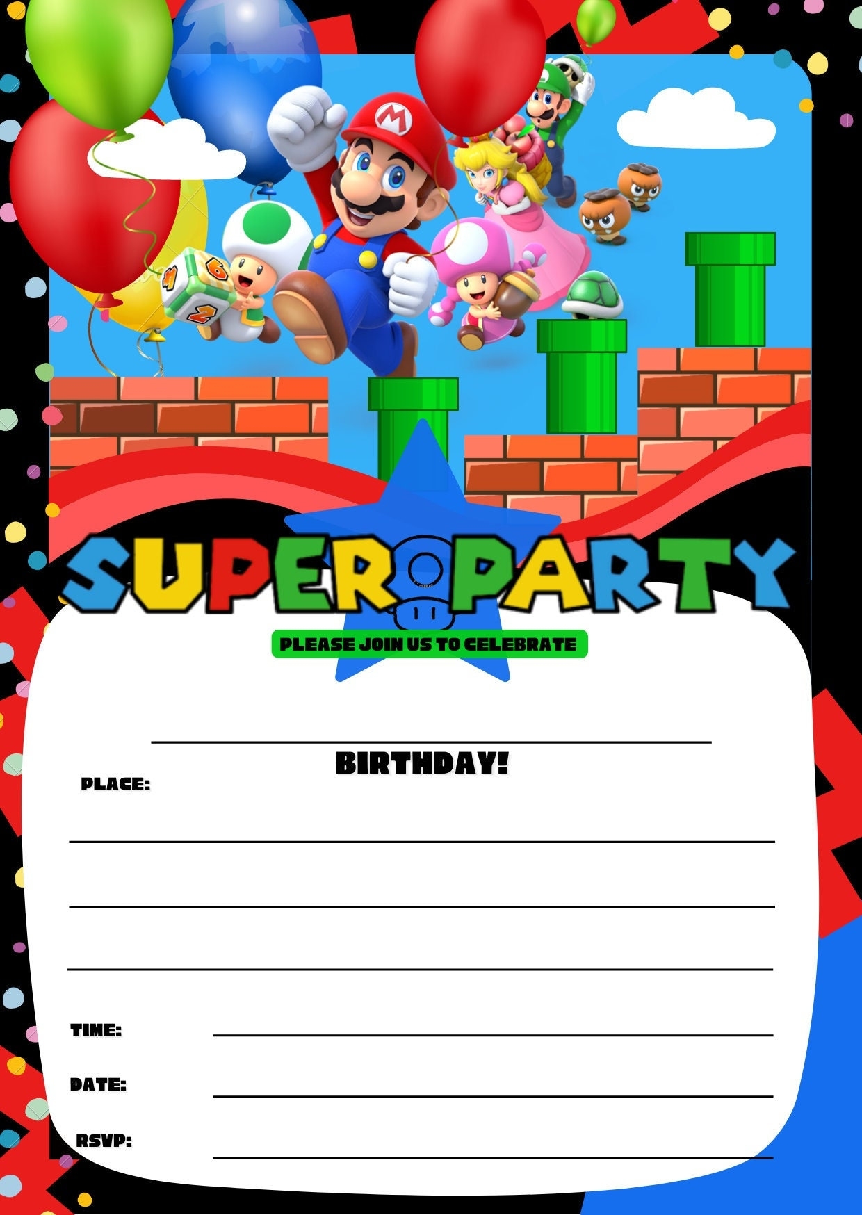 Free Mario Kart Party Printable Invitations Download Free Mario Kart 