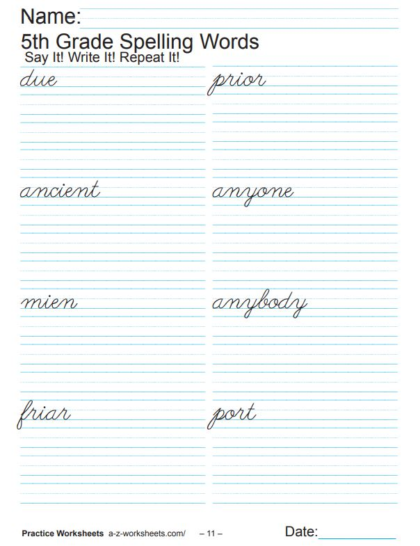 Free Printable School Worksheets For 5Th Graders