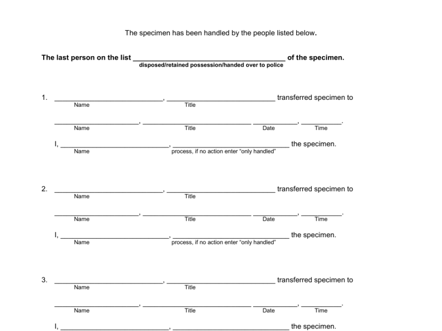 Free Printable Chain Of Custody Form Printable Forms Free Online
