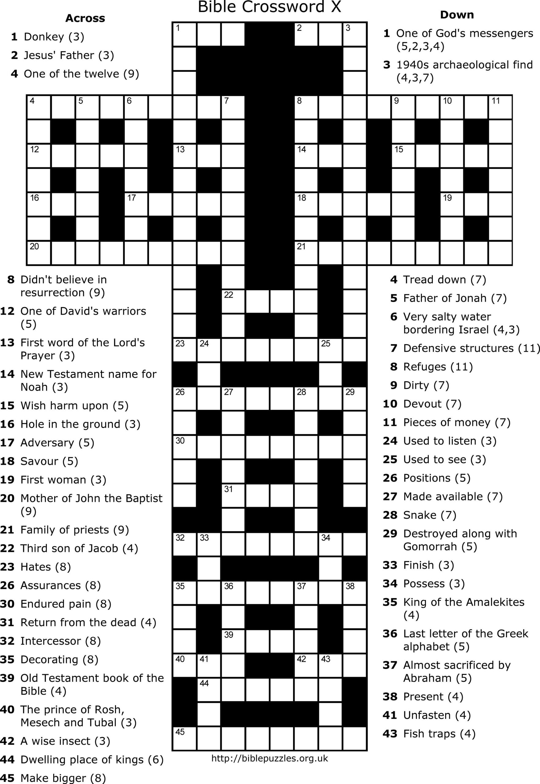 Printable Crossword Puzzles For Adults