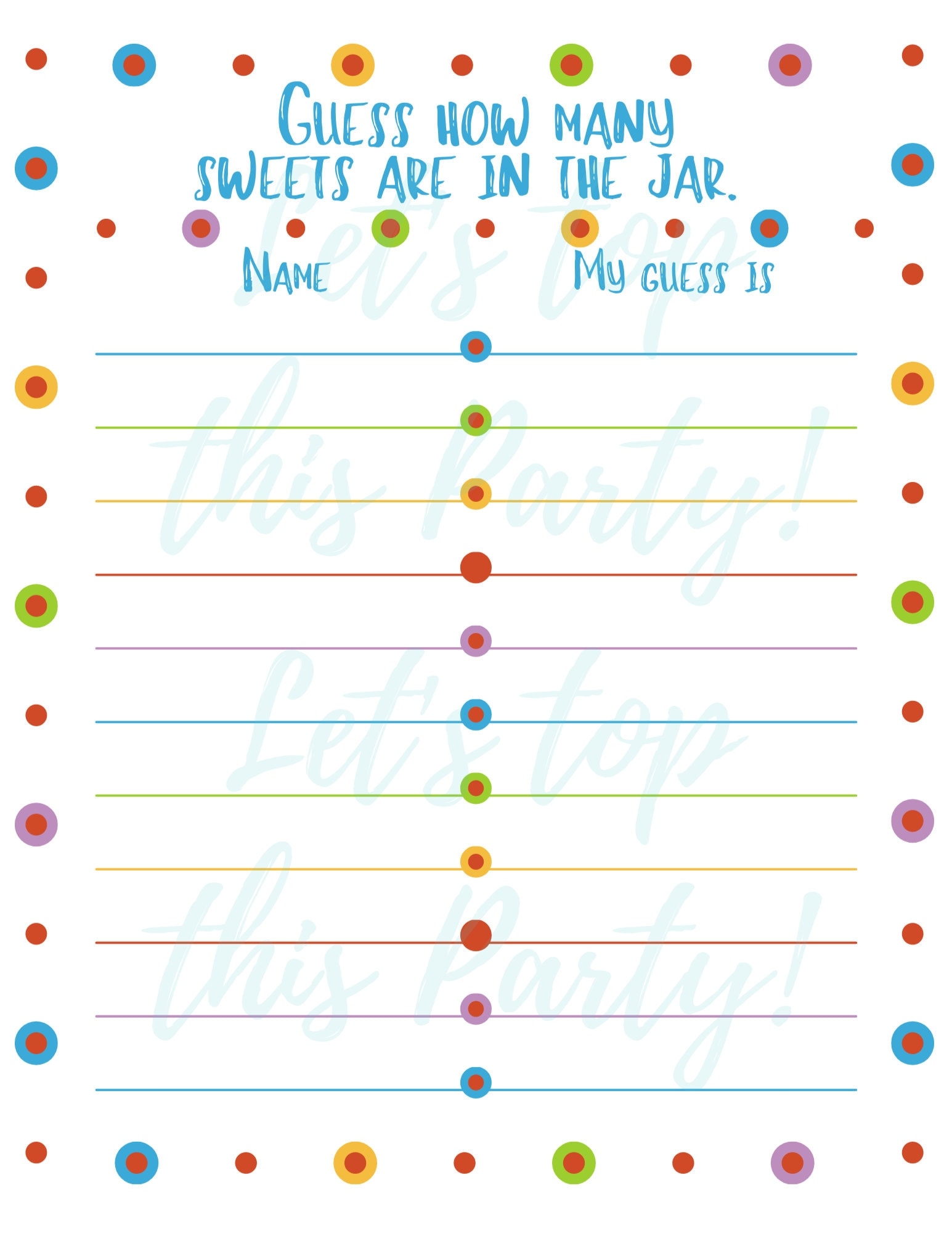 Free Printable Guess How Many Sweets In The Jar Template