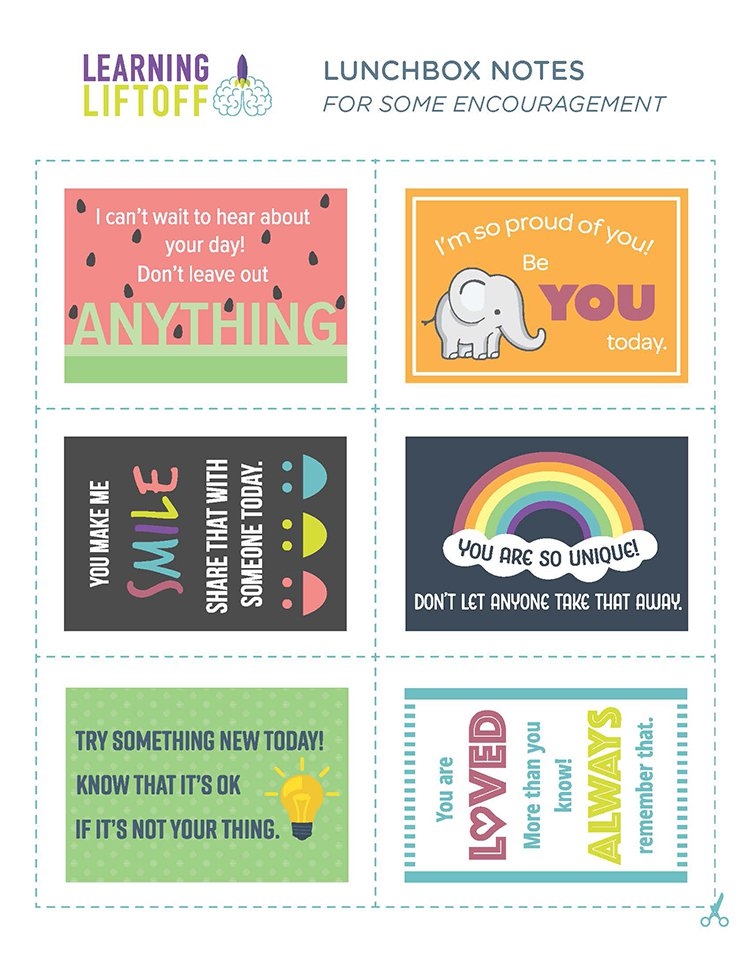 Printable Lunchbox Notes For Difficult Children