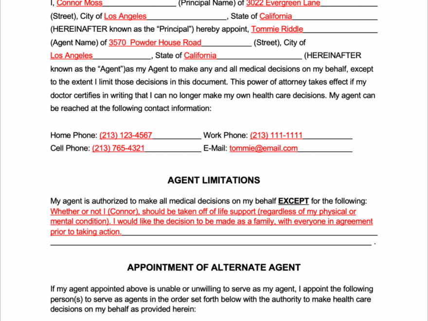 Free Printable Medical Power Of Attorney Form
