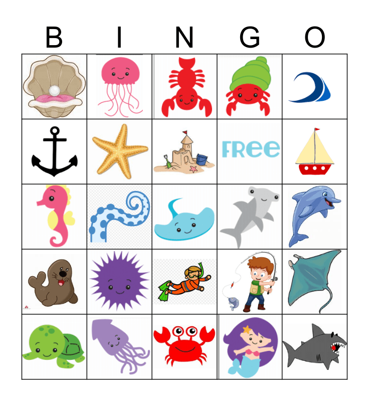 Free Printable Ocean Bingo Cards