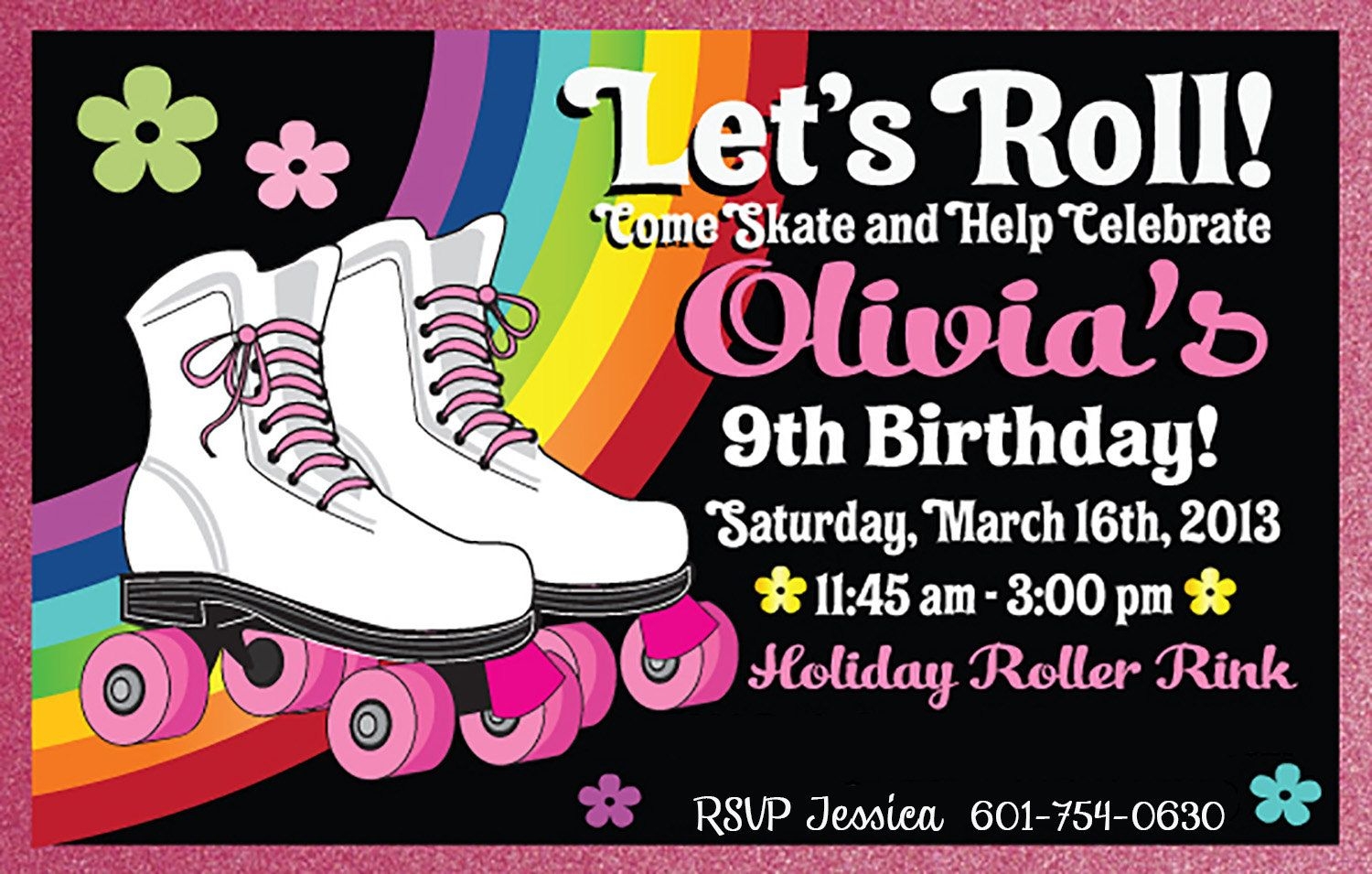 Free Printable Roller Skate Birthday Invitations