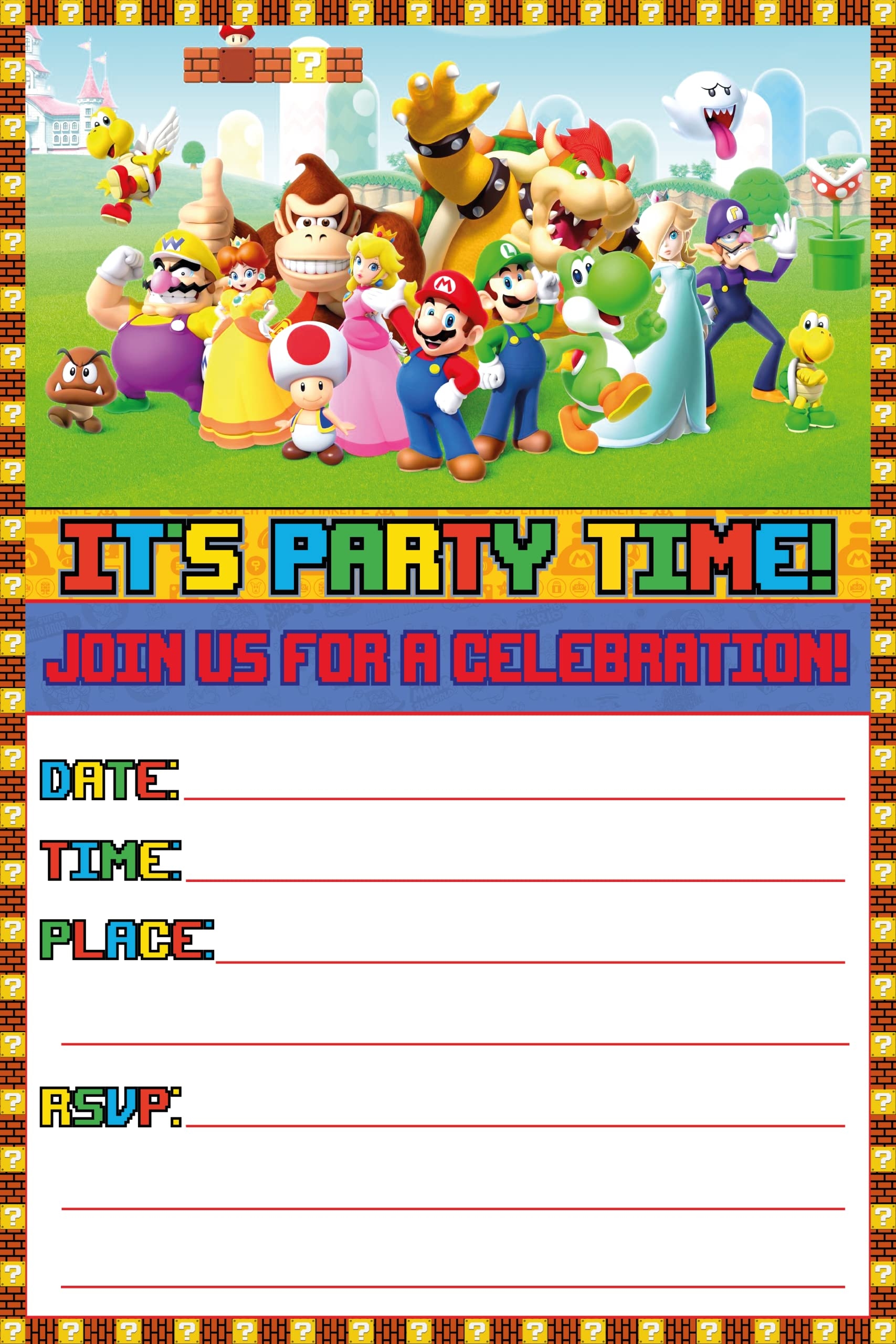 FREE Printable Super Mario Birthday Party Invitation 47 OFF