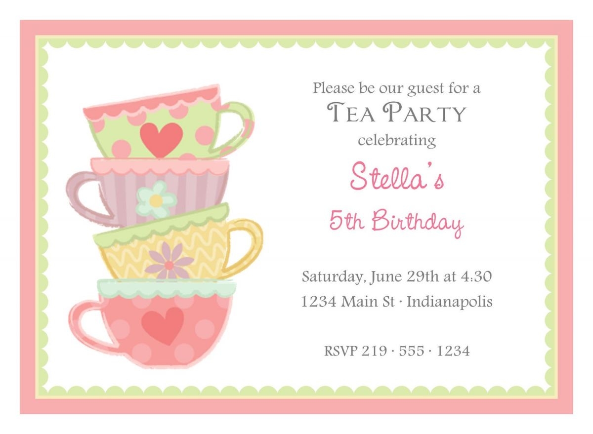 Free Printable Tea Party Invitations Printable Word Searches