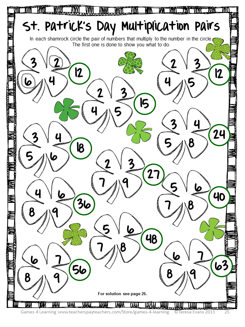 St Patrick Day Math Printables