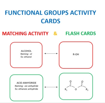Functional Group Activity Cards Matching And Flash Cards TpT