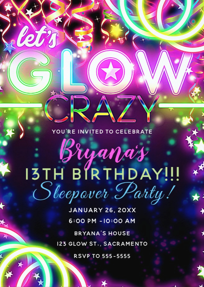 Free Printable Glow Party Invitations