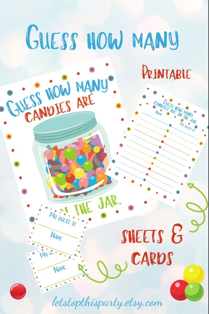 Guess How Many Candies Are In The Jar Party Game Guessing Birthday 