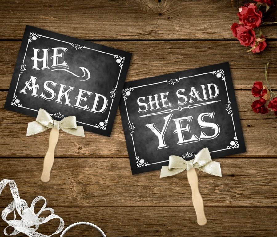 He Asked She Said Yes Printable Chalkboard Wedding Signs Engagement 