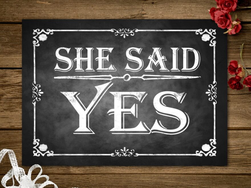 He Asked She Said Yes Printable Chalkboard Wedding Signs Etsy