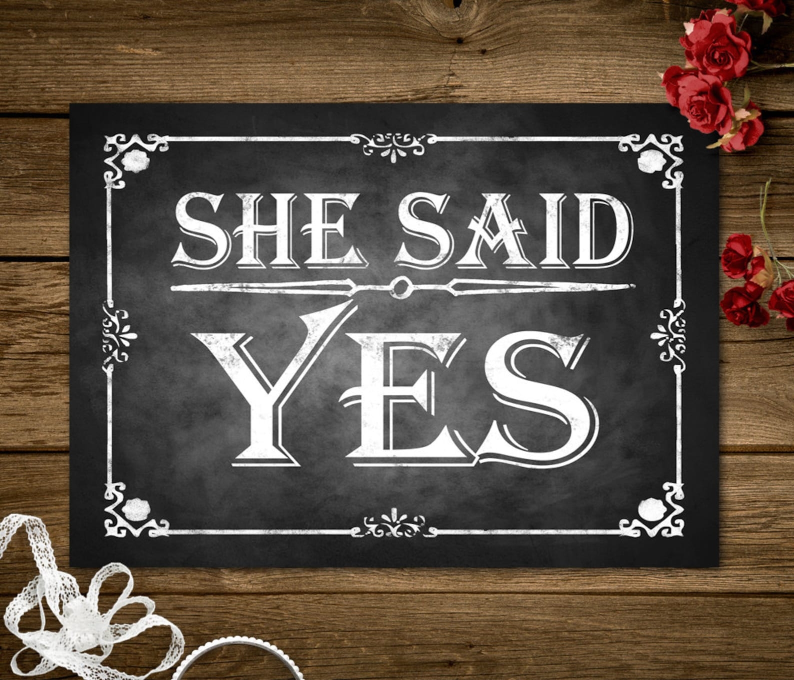 He Asked She Said Yes Printable Chalkboard Wedding Signs Etsy