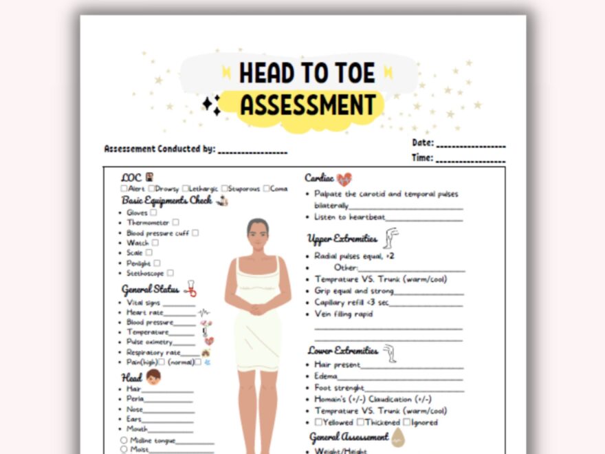 Head To Toe Nursing Assessment Form Printable Printable Forms Free Online
