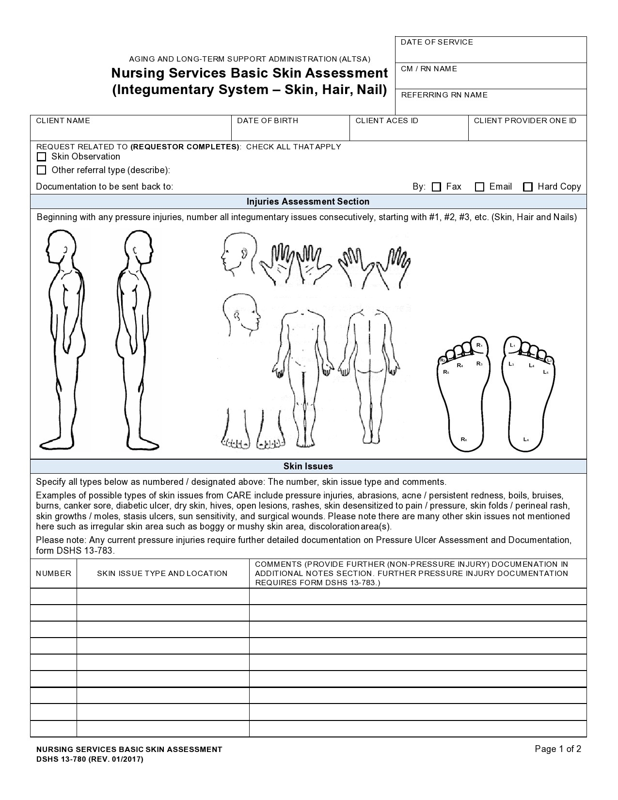 Printable Nursing Head To Toe Assessment Form