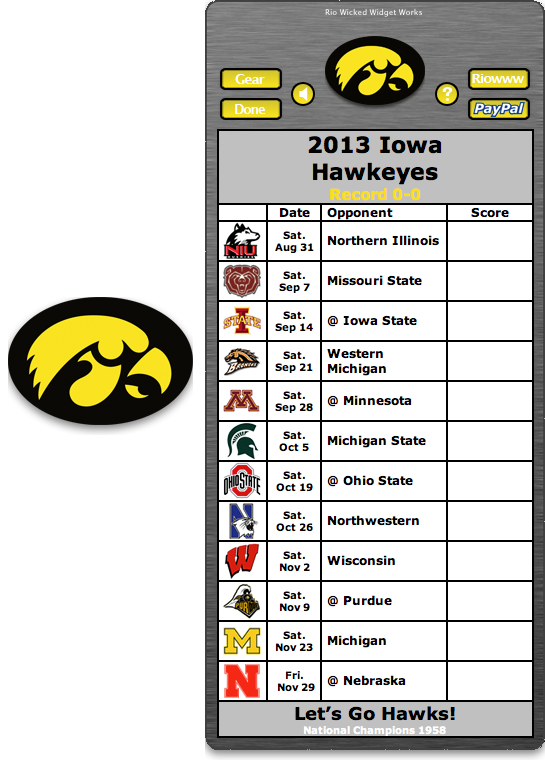 Iowa Hawkeyes Printable Football Schedule 2025