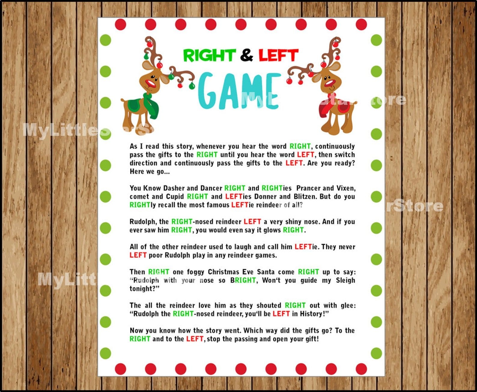 Left Right Christmas Game For Kids Free Printable Printable New Year 