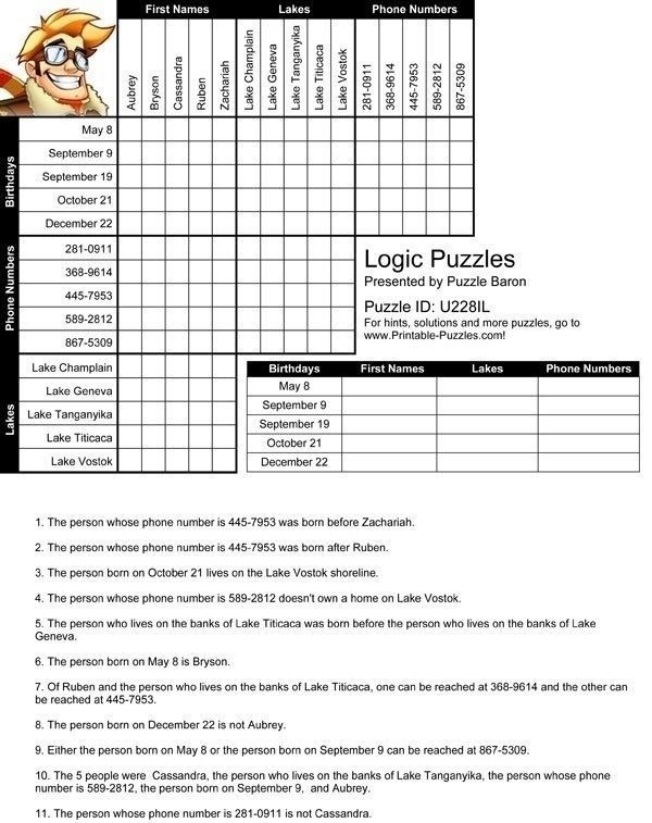 Logic Puzzle Worksheets For High School Worksheets Master