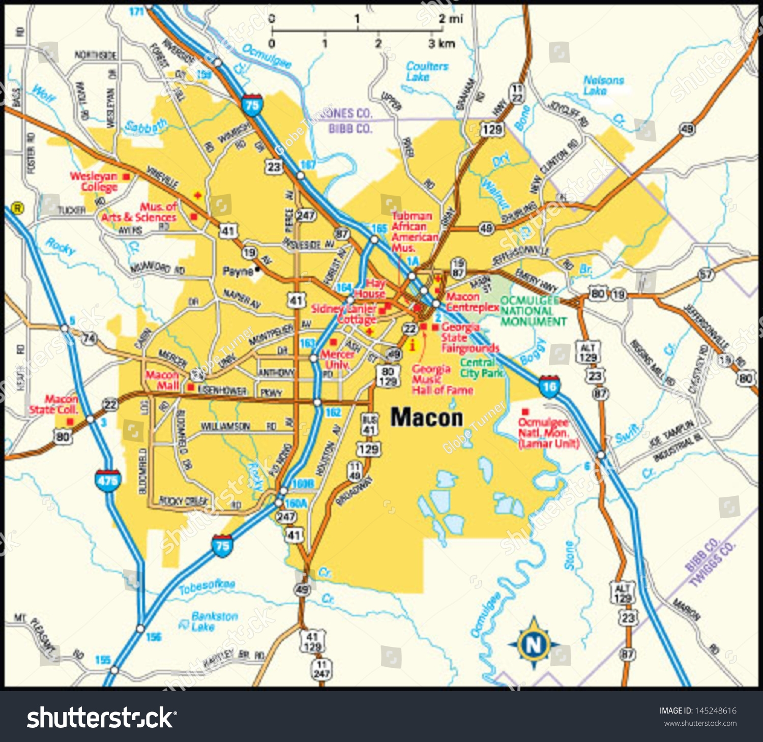 Macon Georgia Area Map 145248616 Shutterstock
