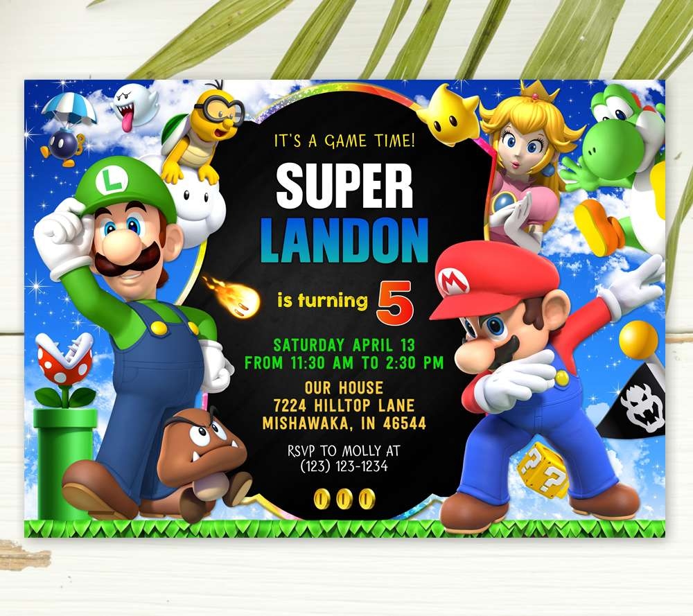 Mario Bros Invitation Template Web October 14 2023 Editable Pdf 