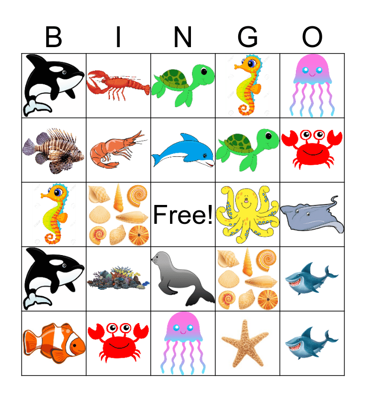 Ocean Animal Bingo Free Printable Printable Online
