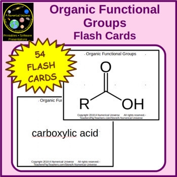Organic Functional Groups Flash Cards By A Numerical Universe TpT
