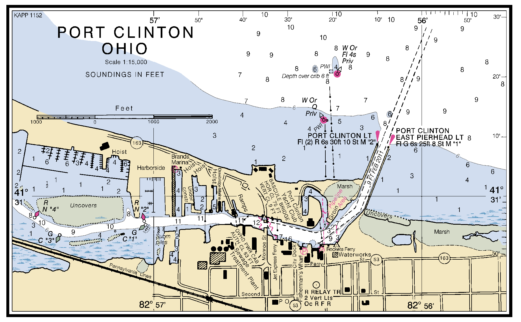 PORT CLINTON OHIO INSET Nautical Chart Charts Maps