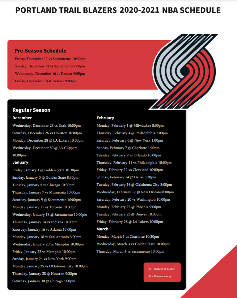 Portland Trail Blazers 2025 Schedule Reeta Celestia