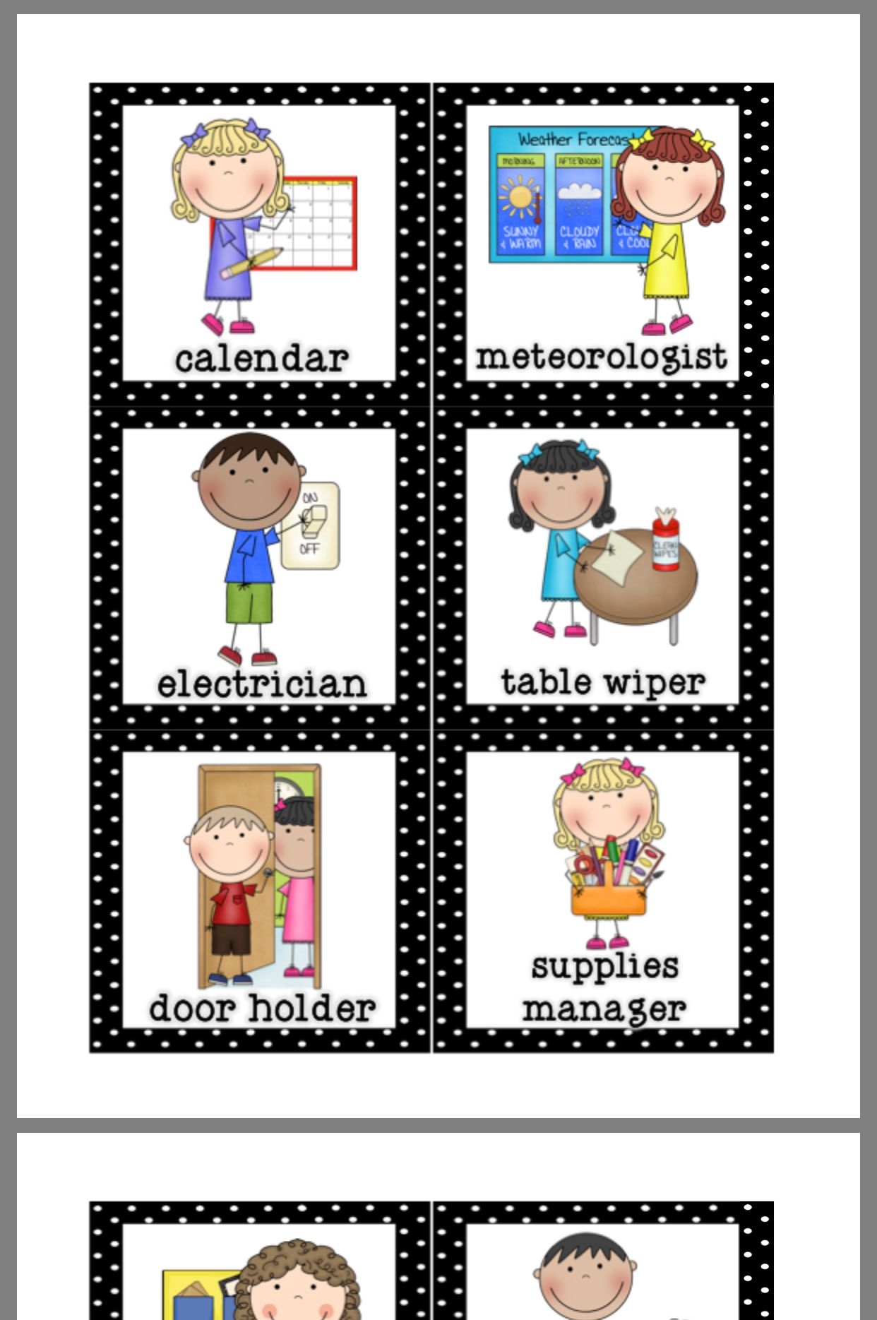 Free Printable Preschool Classroom Job Chart Free Printable Preschool Classroom Job Chart