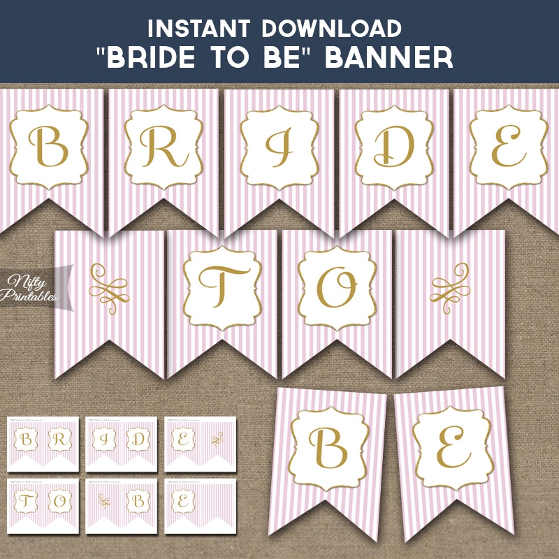 Printable Bridal Shower Banner Pink Gold