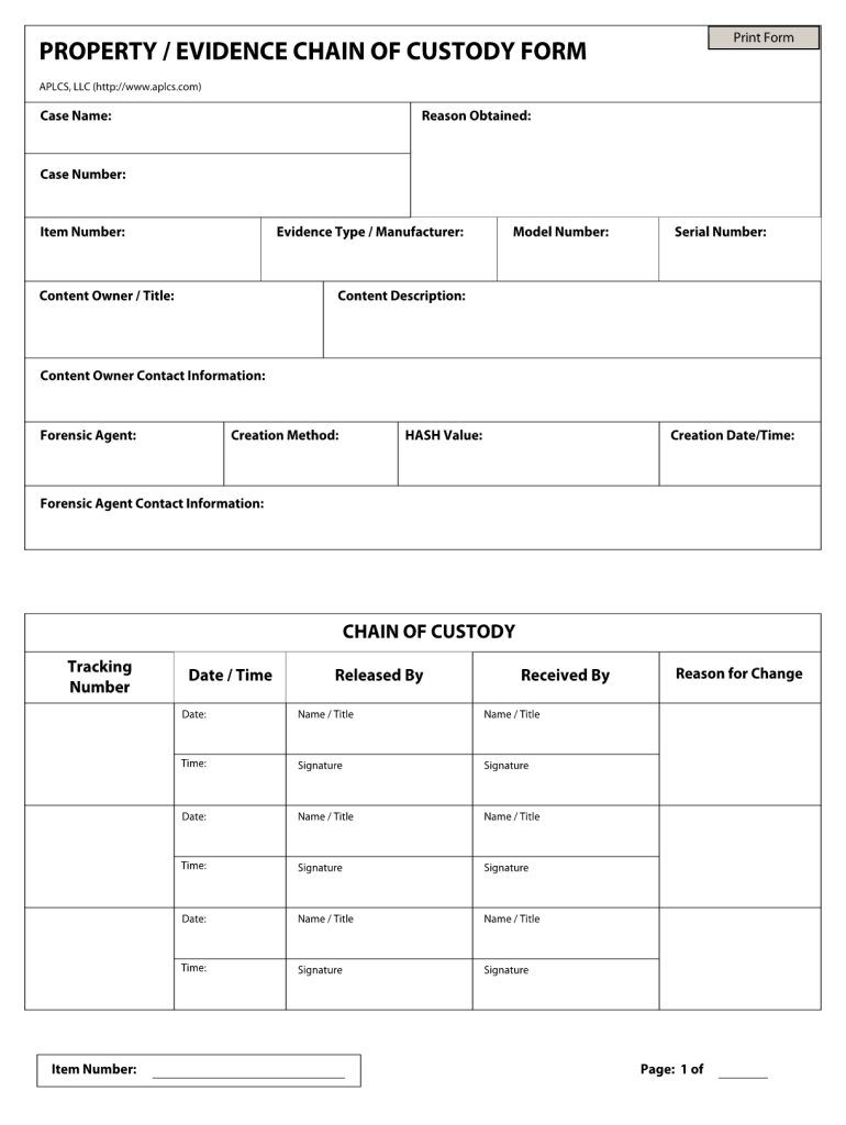 Printable Chain Of Custody Form Editable Template AirSlate SignNow