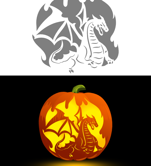Printable Dragon Pumpkin Stencil Pumpkin Stencil Halloween Pumpkin