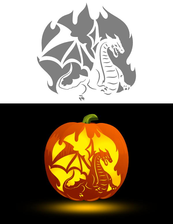Printable Dragon Pumpkin Stencil Pumpkin Stencil Halloween Pumpkin 