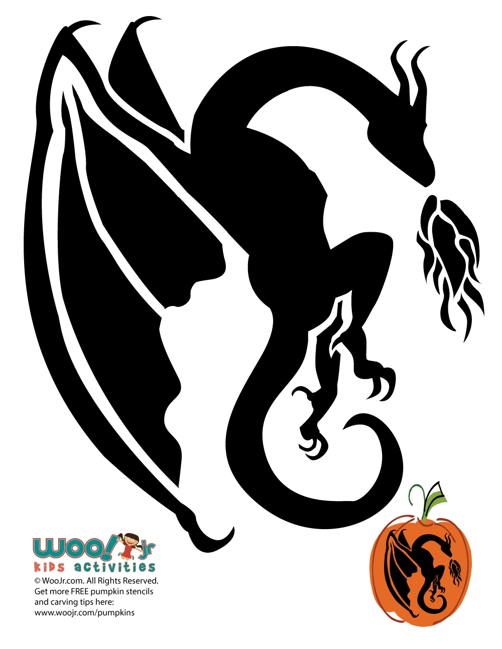 Printable Dragon Pumpkin Stencil