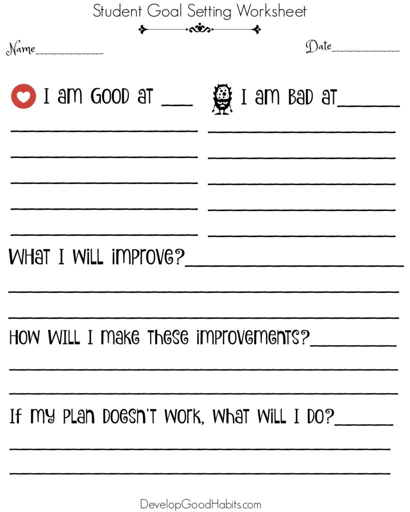 Printable Goal Setting Worksheet For High School Students Printable 