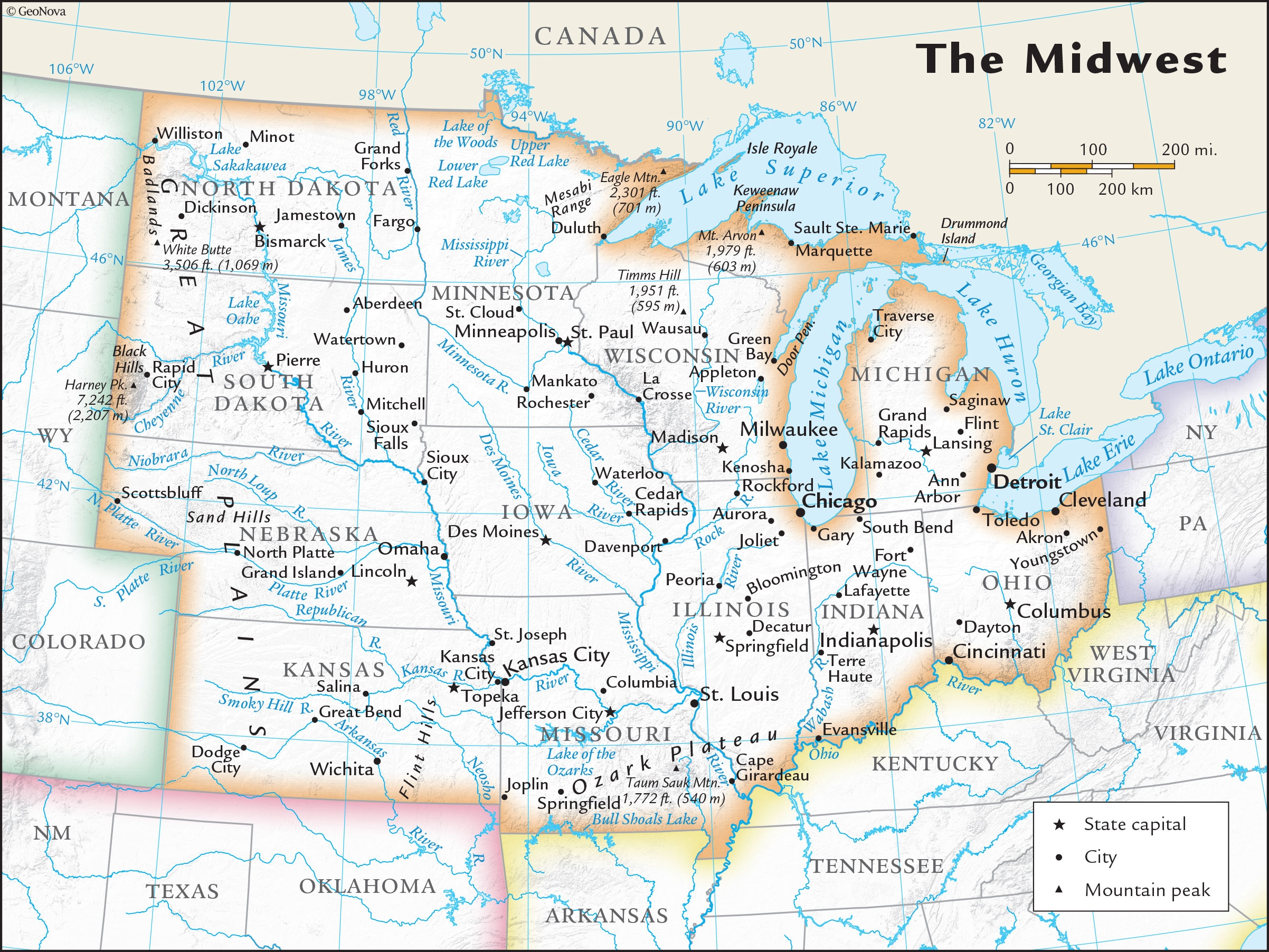Printable Map Of Midwest
