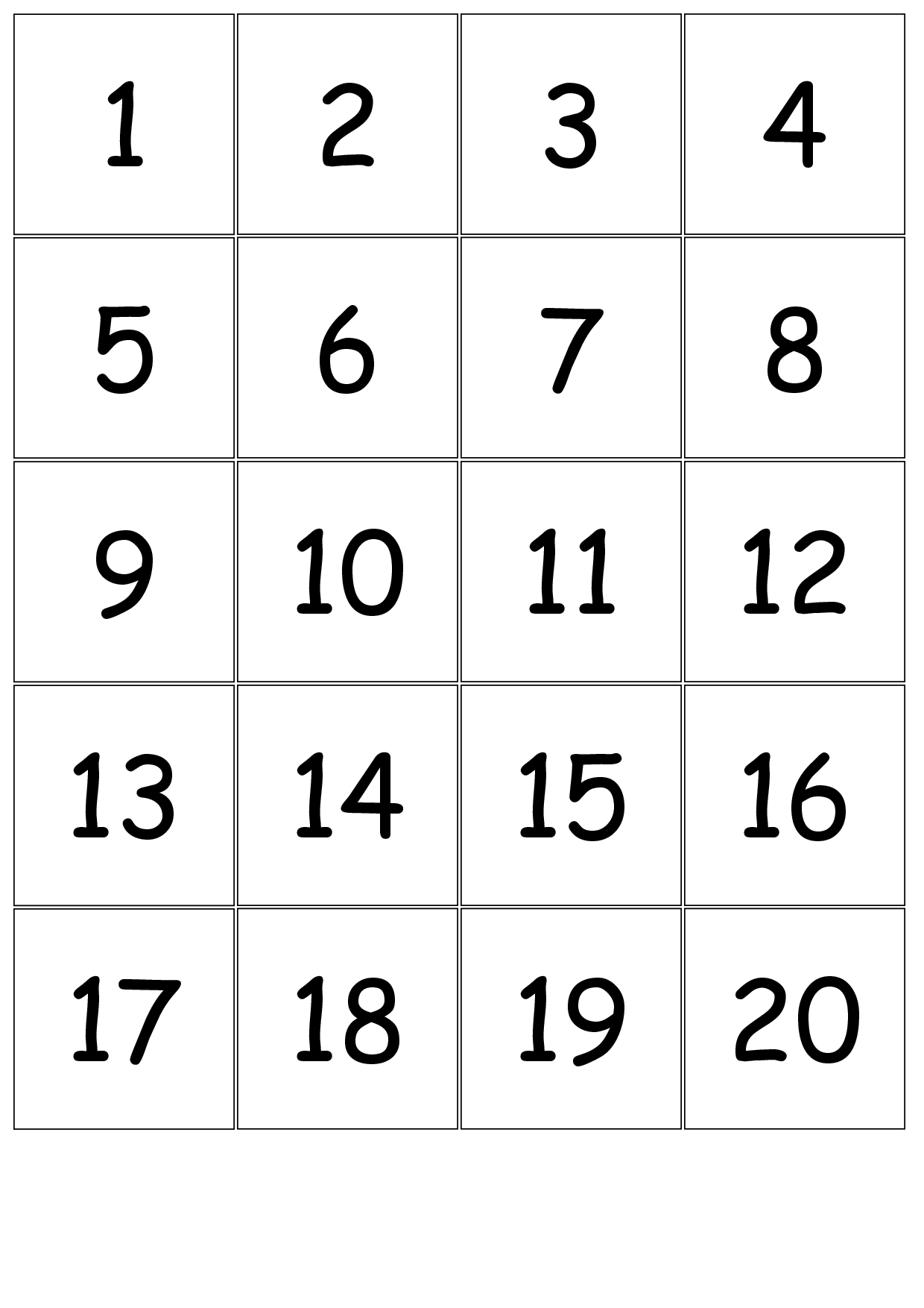 Printable Numbers 1 20 Free