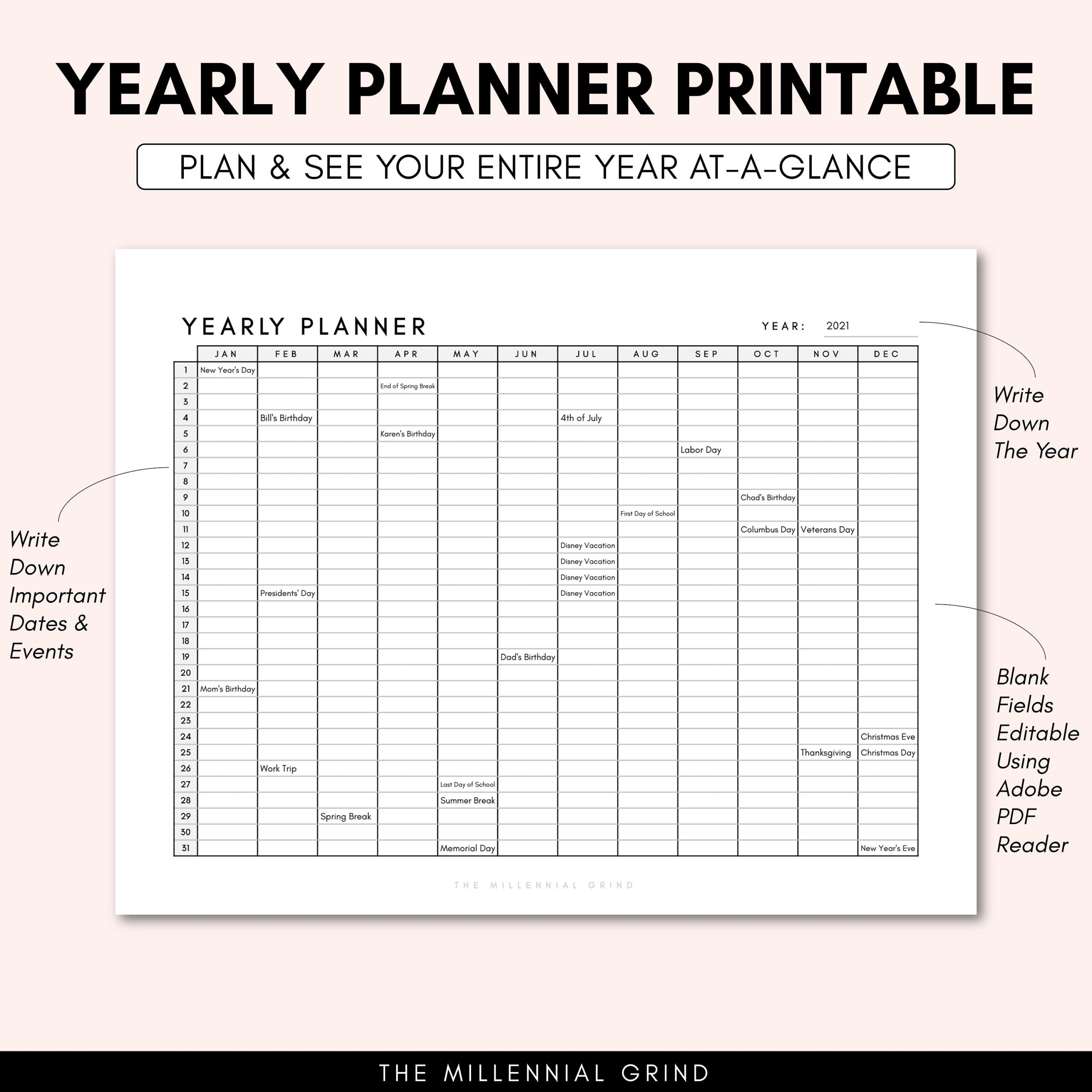 Printable Yearly Planner Printable Calendar Printable Vrogue co