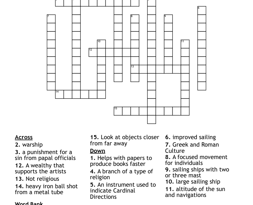 Renaissance Crossword Puzzle Printable Printable Cros Vrogue co