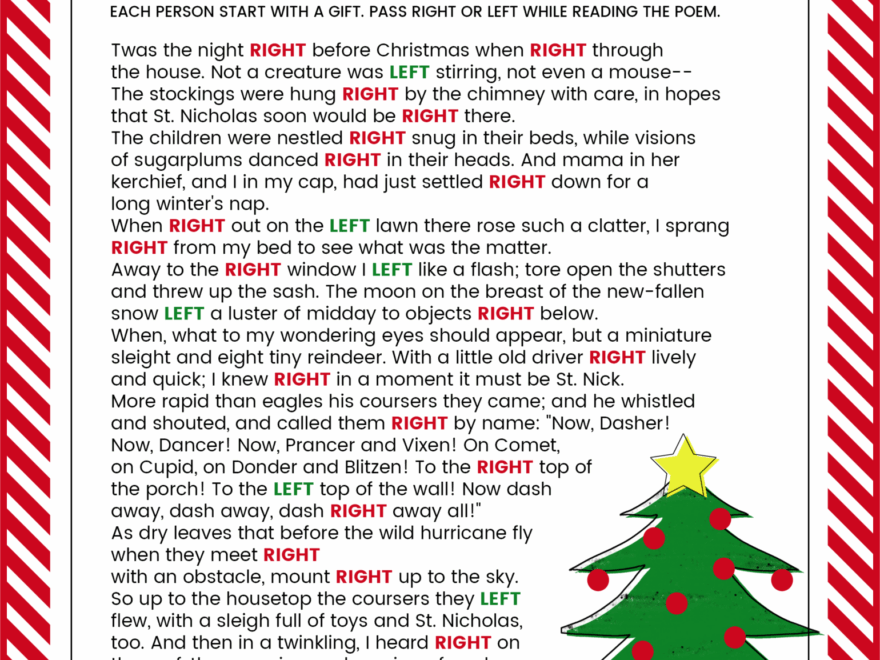 Right Left Christmas Game Printable