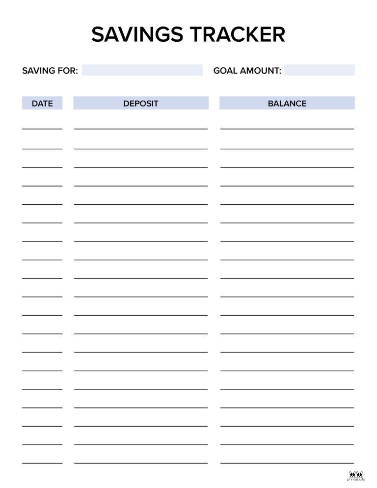 Savings Trackers 27 FREE Printables Printabulls