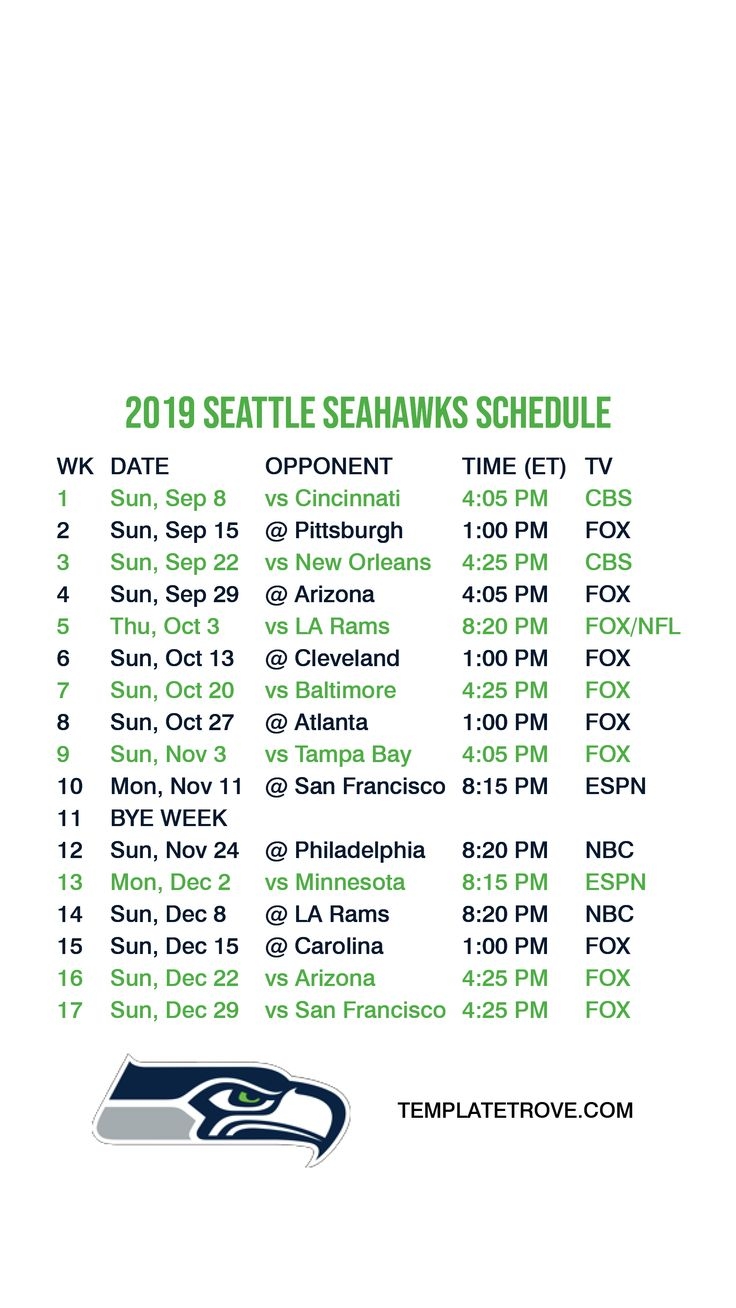 Seahawks Schedule 2025 Printable Calendar Scarlett C Dyring