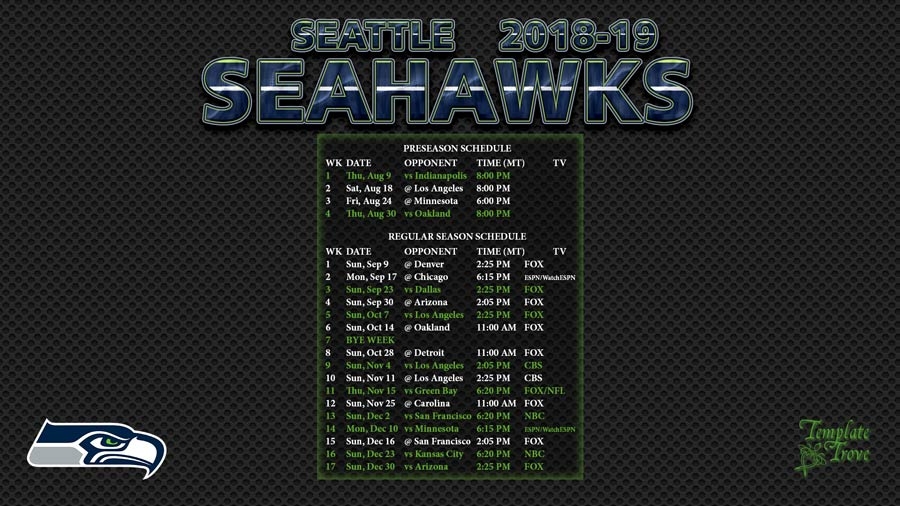 Seattle Seahawks Schedule 2025 Printable Pacific Time Lara Silas